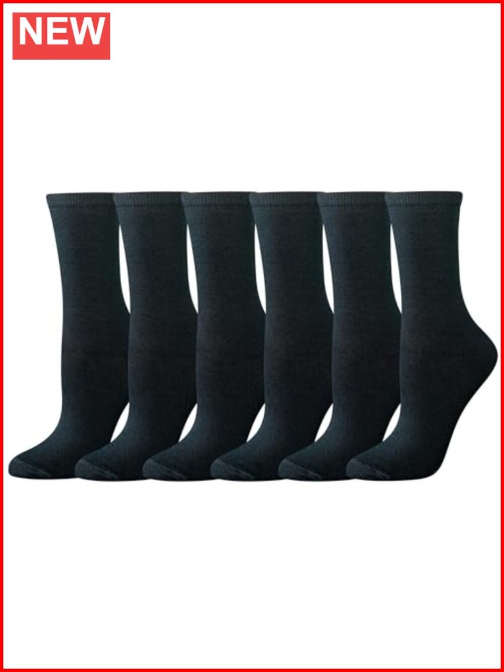 Women's Cotton Crew Socks 6 Pairs OEKO-TEX Certified Calf